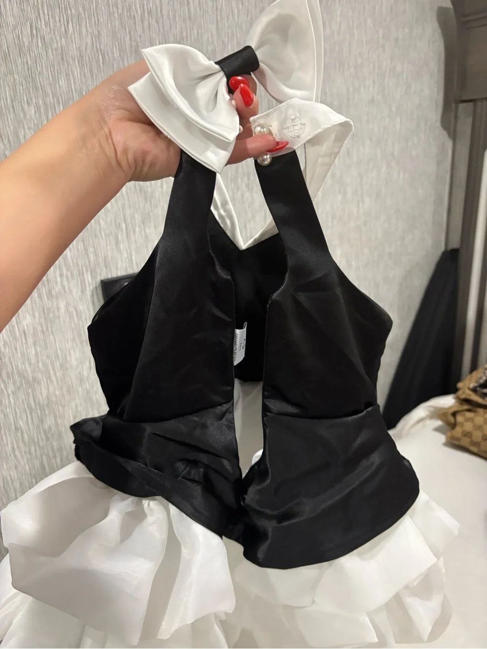SHEIN Black and White Ruffled Peplum Party Dress for Girls 50 for both
